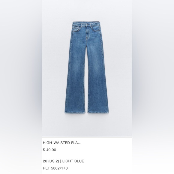 ZARA High Waisted Flare Jeans Sz 2 (26) EUR 34 - Picture 8 of 8